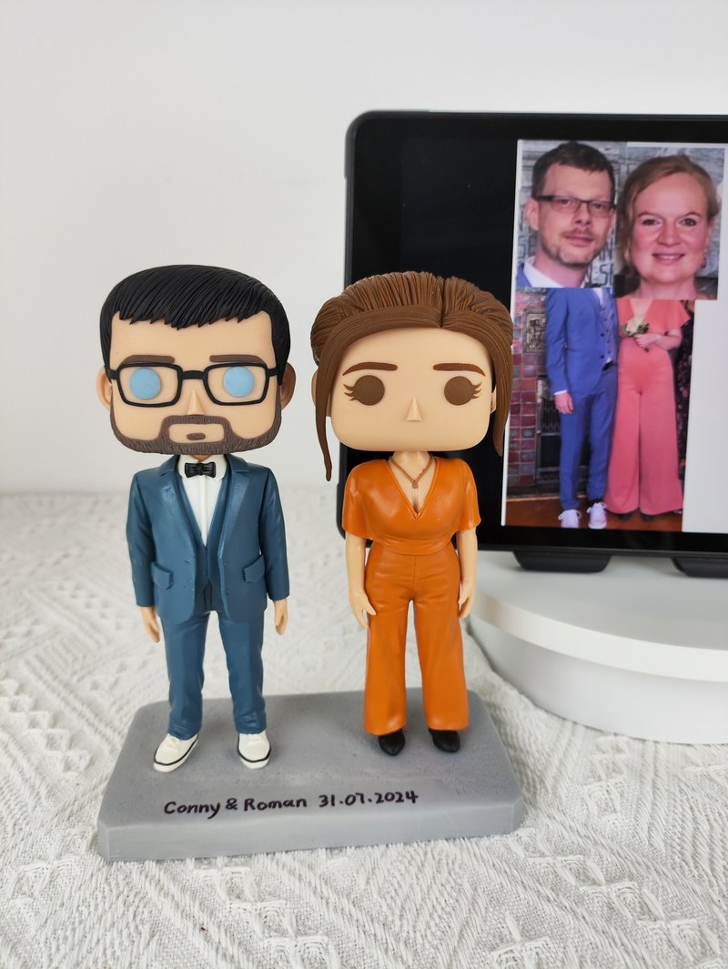 客製化3D人像公仔 訂製手工Funko Pop情侶父母夫妻結婚週年禮物 - 公仔/玩偶 - 黏土 多色