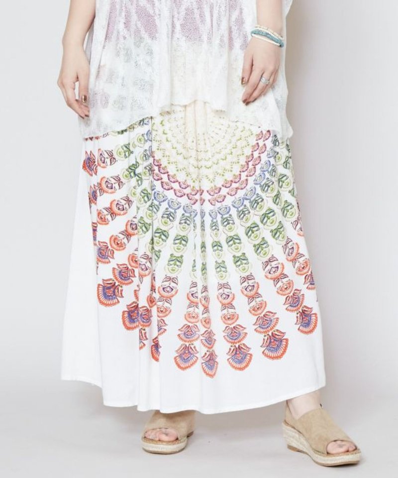 [Popular Pre-order] Indian Exotic Mandala Mysterious Radiation Totem Long Dress (3 Colors) IAC-4283 - กระโปรง - วัสดุอื่นๆ หลากหลายสี