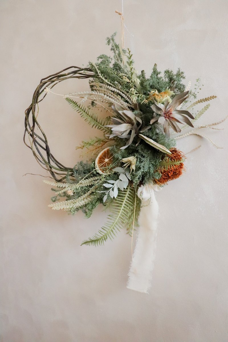 -Salt Lemon Vine Wreath-Hand-tied natural wreath dry wreath home decoration Christmas gift - Dried Flowers & Bouquets - Plants & Flowers Green