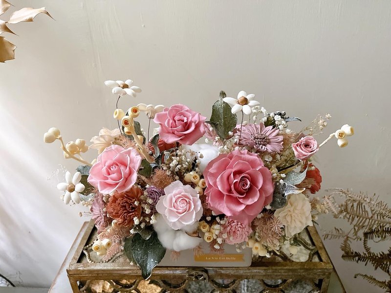 乾燥玫瑰色系 大盆花 永生花 入厝 開幕花禮 居家品味佈置 - 乾燥花/永生花 - 植物．花 粉紅色