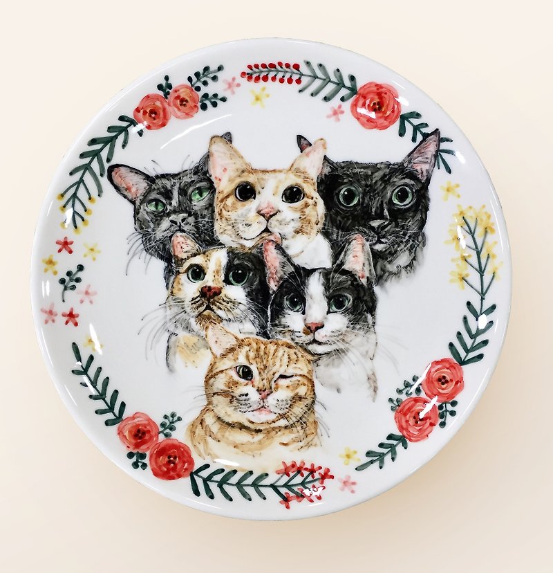 Hand-painted 8-inch cake pan-dinner plate-customized exclusive pattern customization - Small Plates & Saucers - Porcelain Multicolor