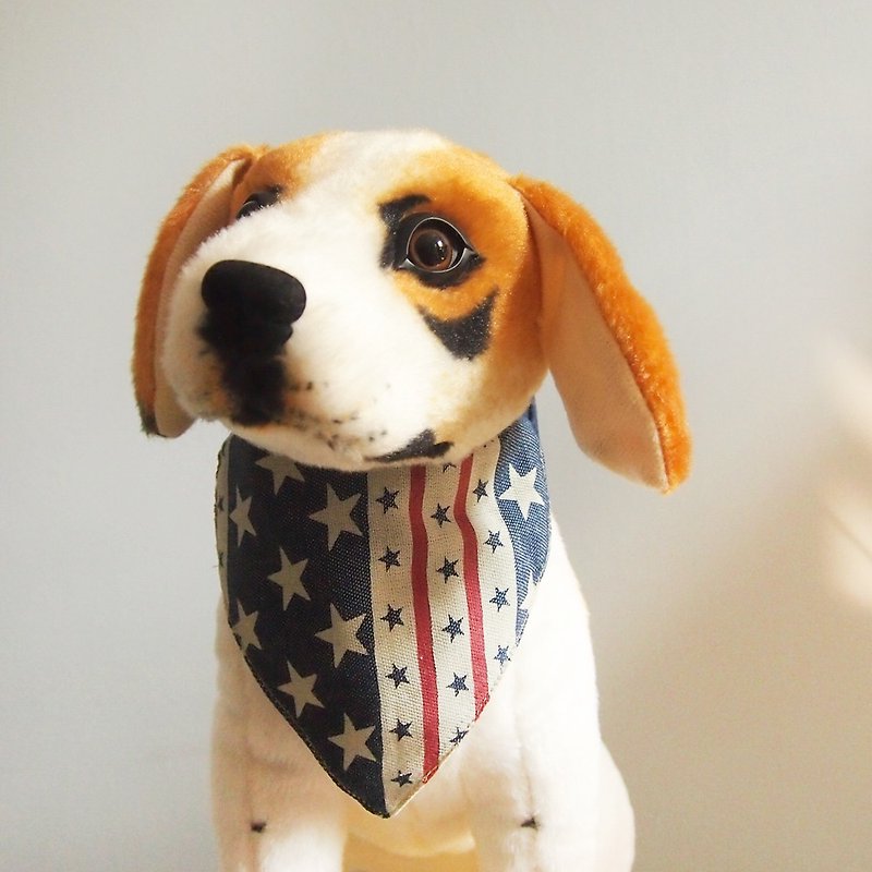 Cowboy Star Model Cat Dog Scarf Decorative Collar - ปลอกคอ - ผ้าฝ้าย/ผ้าลินิน สีน้ำเงิน