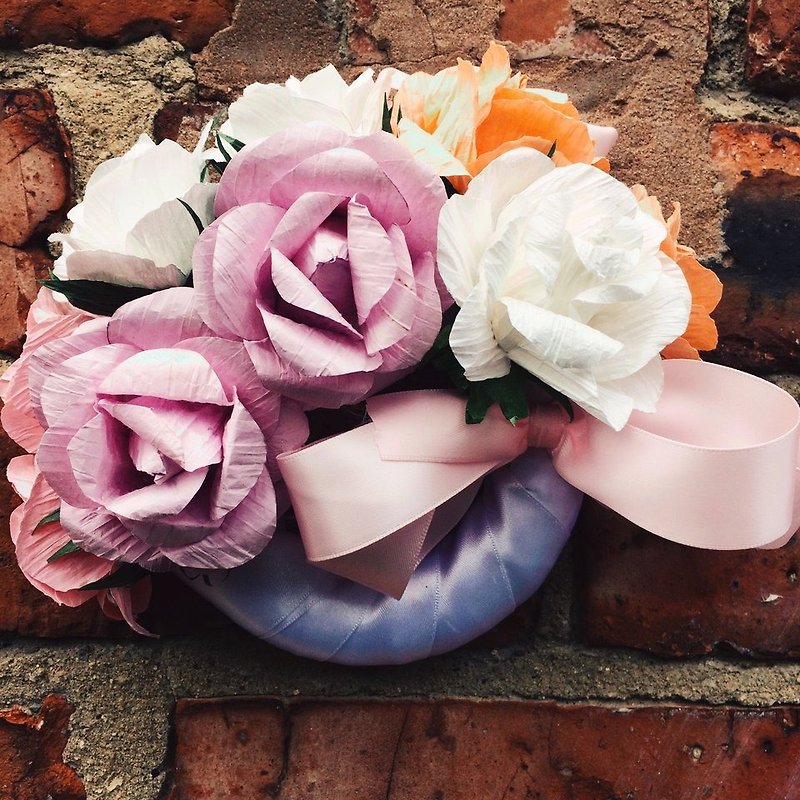 Handmade paper rose wreath / SWEET & CHIC wreath / valentine / wedding / confession / birthday / home accessories / only one - ตกแต่งต้นไม้ - กระดาษ สึชมพู