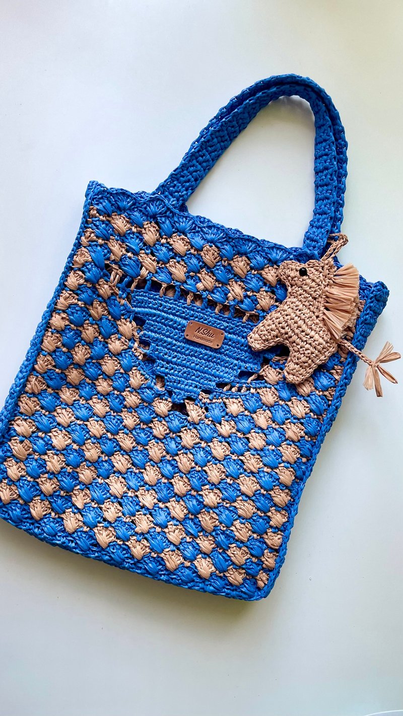Totes bag, Raffia bag, crochet bag, summer bag, bag handmade - 手提包/手提袋 - 聚酯纖維 多色