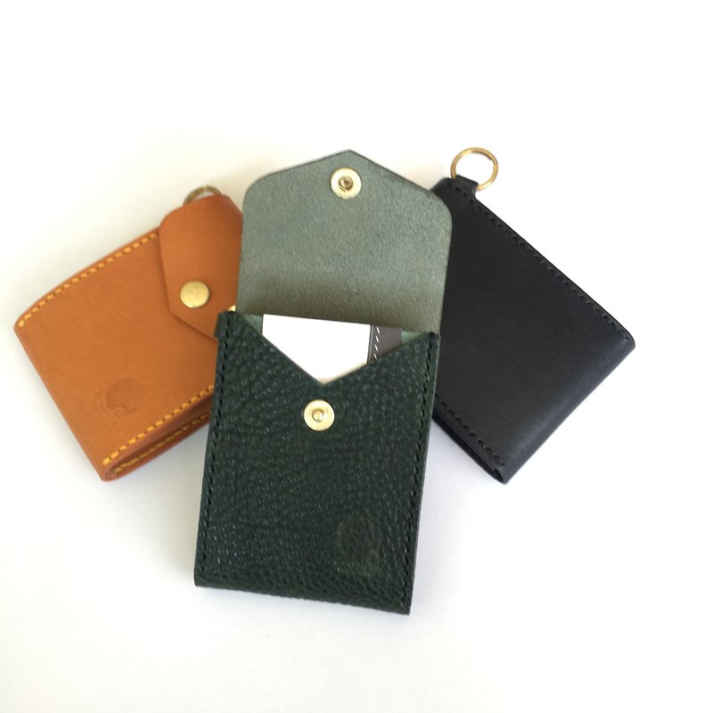 Unique taste vegetable tanned leather three-layer business card case/business card holder/card holder/card holder/unique/multi-layer/business - Card Holders & Cases - Genuine Leather 