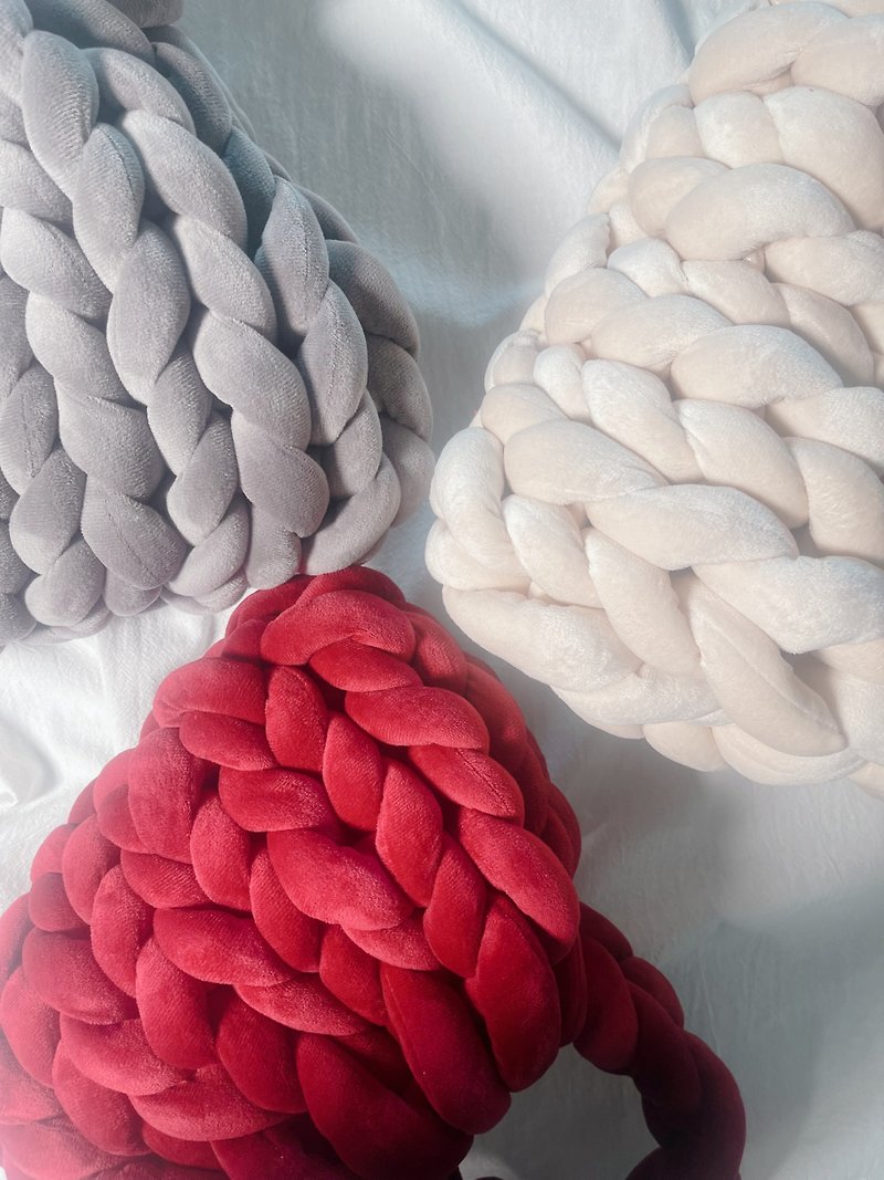 韓國大熱 手製超粗線絲絨編織包  絲絨奶白色 大號 - 手袋/手提袋 - 棉．麻 白色