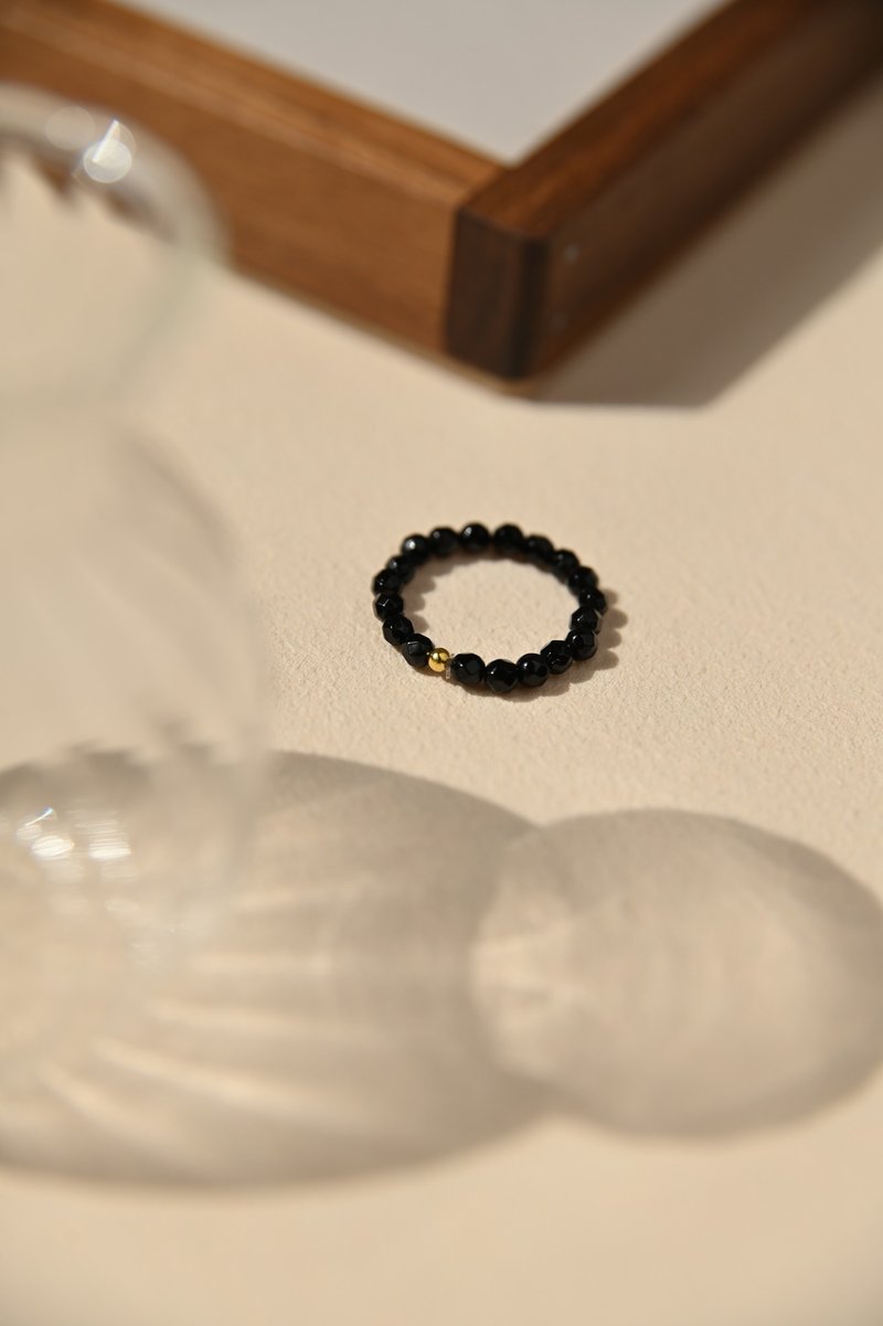 黑瑪瑙 串珠戒指 / JIEGEM 姊的珠寶 - 戒指 - 半寶石 黑色