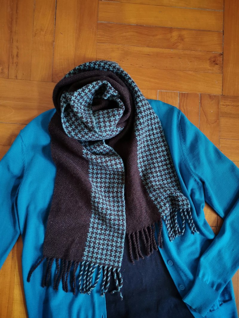 Handwoven by Carina | Handwoven 50% yak 50% merino wool scarf - Knit Scarves & Wraps - Wool Brown