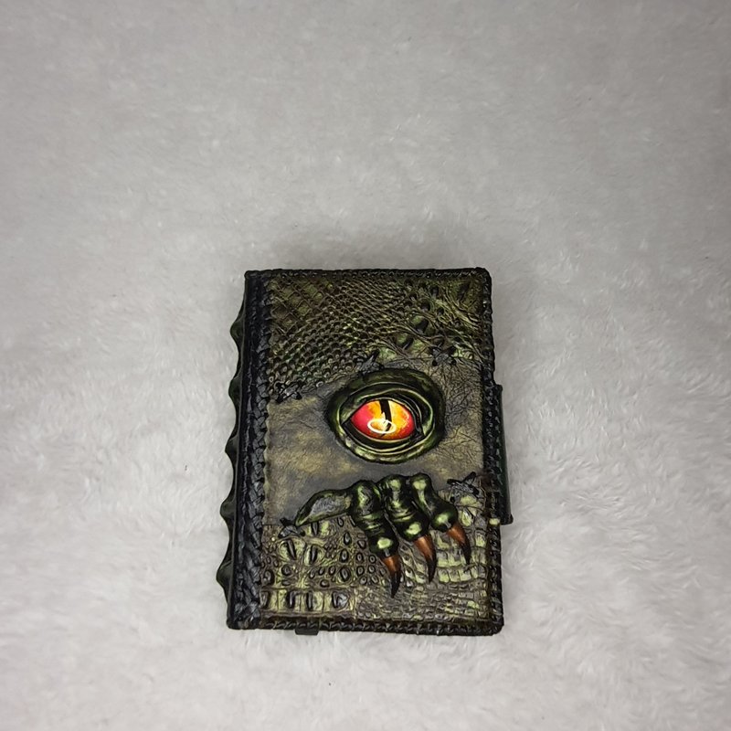 3D dragon leather book,dungeons and dragons book,grimoire,dragon eye,gift,ritual - 筆記本/手帳 - 真皮 綠色