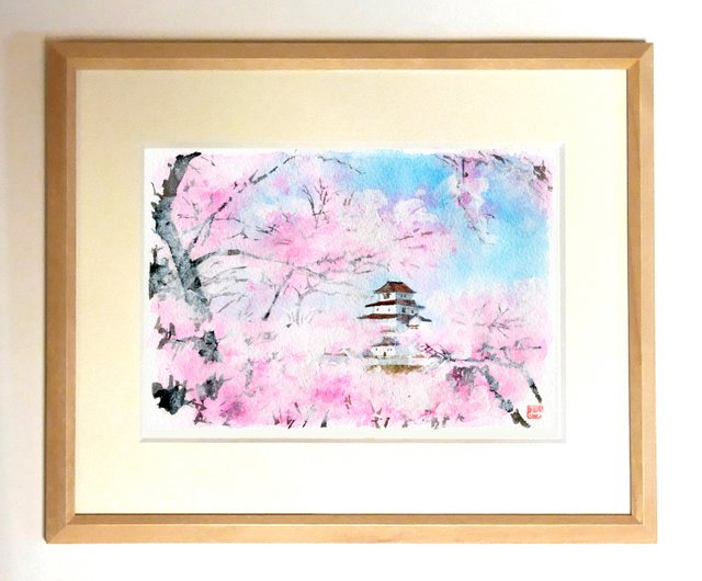 水彩画／原画『草津白根山』（額装品） - イラスト