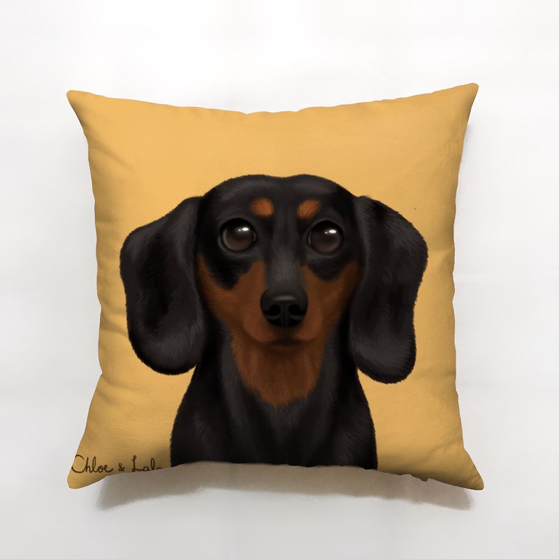 Woof big pillow-black four-eyed short-haired dachshund short-haired dachshund dog - Pillows & Cushions - Polyester Yellow