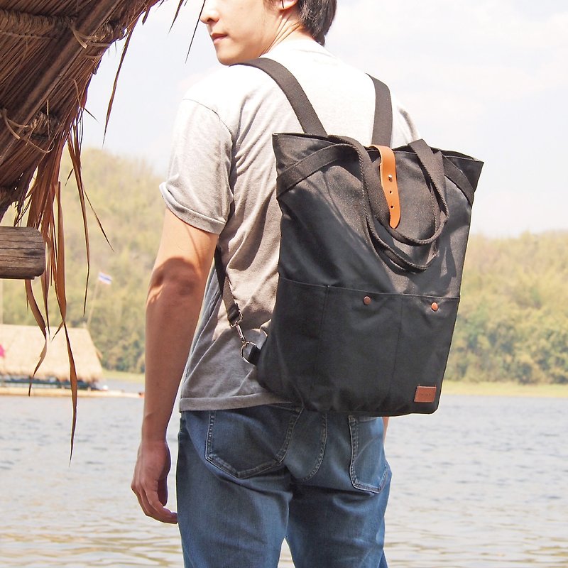 MONO-Backpack/Tote (waterproof, Laptop, Notebook, Sleeve, Case) - Backpacks - Waterproof Material Black