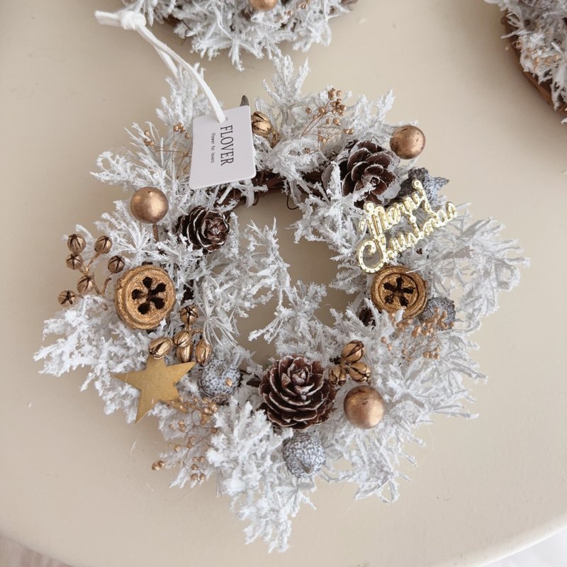 12cm迷你雪國聖誕花圈 交換禮物 - 乾燥花/永生花 - 植物．花 