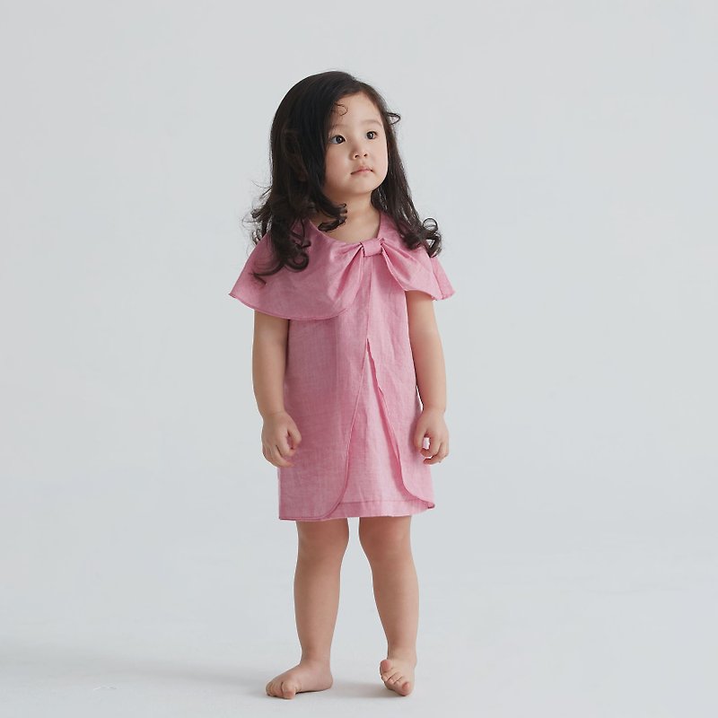 Pink bow dress - กระโปรง - ผ้าฝ้าย/ผ้าลินิน สึชมพู