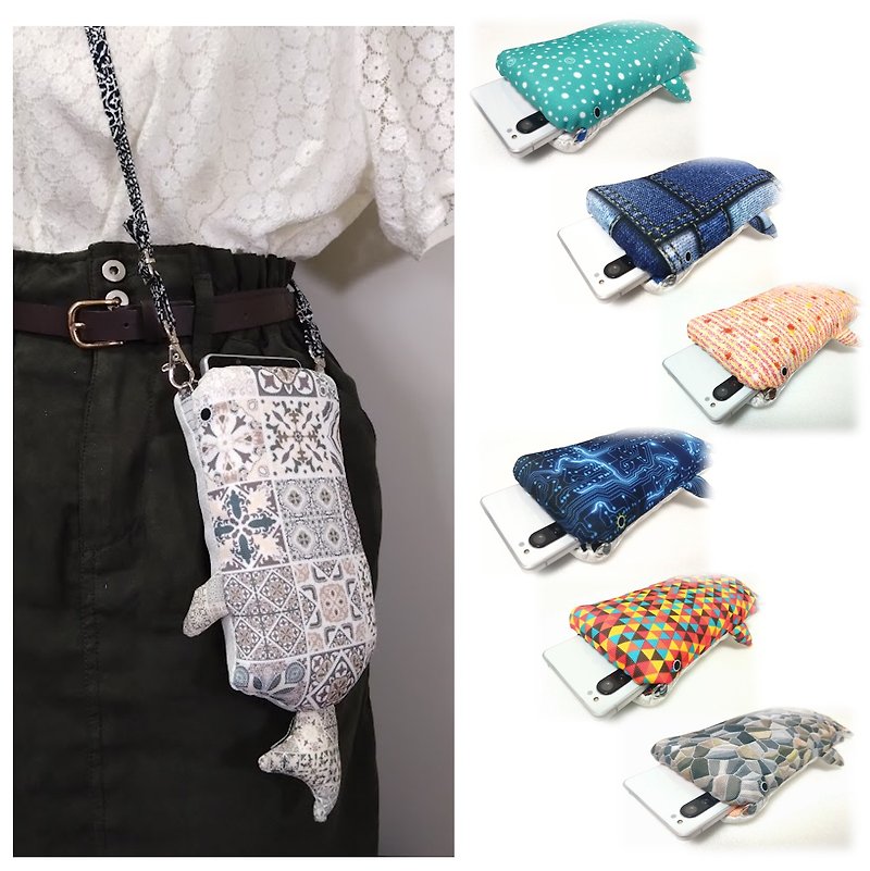 smartphone bag with a shoulder strap　　　whale shark　 shoulder bag - Messenger Bags & Sling Bags - Sponge Gray