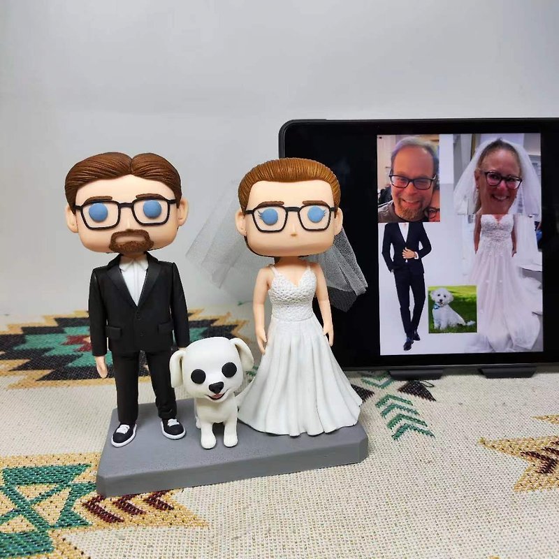 客製化3D人像公仔 訂製手工Funko Pop情侶父母夫妻結婚週年禮物 - 公仔模型 - 黏土 多色