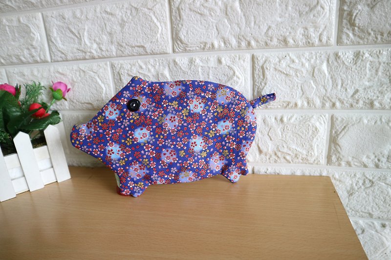 豬福滿滿拉鏈布紅包袋錢包 ~紫色豬 - 紅包袋/春聯 - 棉．麻 紫色