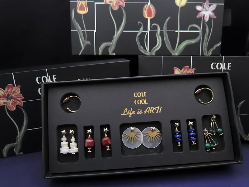 【Pinkoi 線下活動預購商品】COLE COOL5合1耳環禮盒套裝 財富篇 - 耳環/耳夾/耳骨夾 - 貴金屬 多色