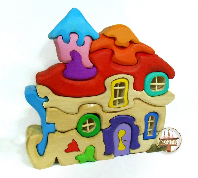 Puzzle Montessori Toddler Building Toys / Wooden Gnome House Toddler Gifts - Kids' Toys - Wood Multicolor