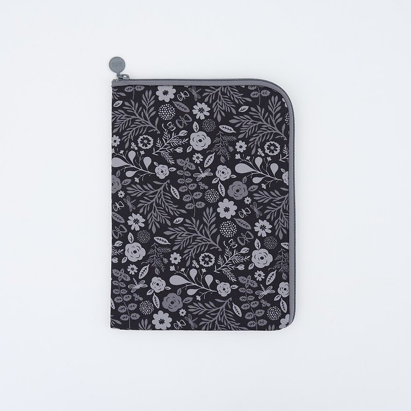 11-inch iPad storage bag/miscellaneous flowers/balcony flowers/night black - เคสแท็บเล็ต - ผ้าฝ้าย/ผ้าลินิน สีดำ