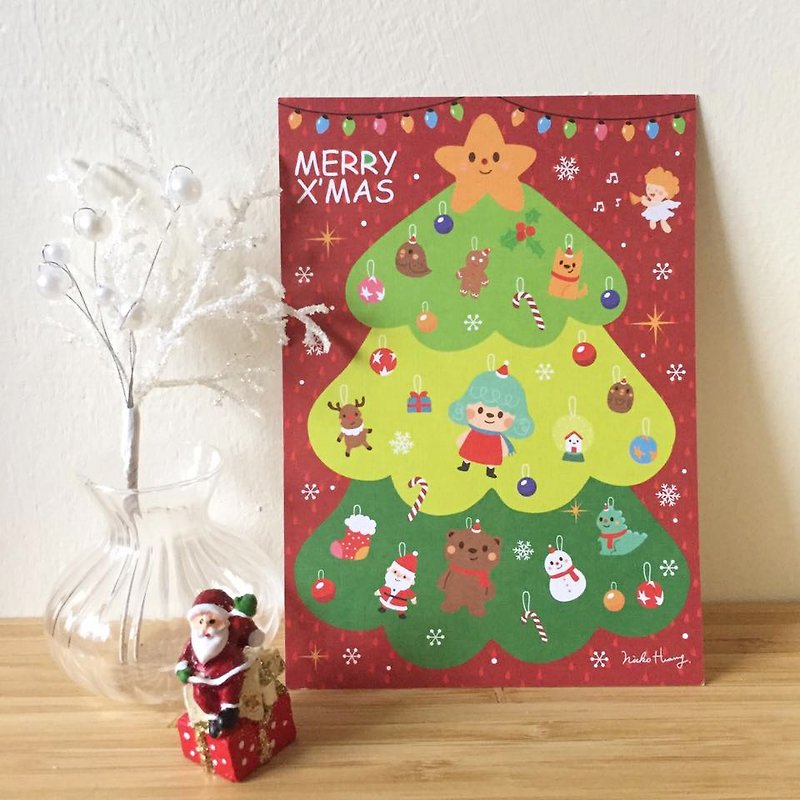 Christmas tree postcard - การ์ด/โปสการ์ด - กระดาษ สีแดง