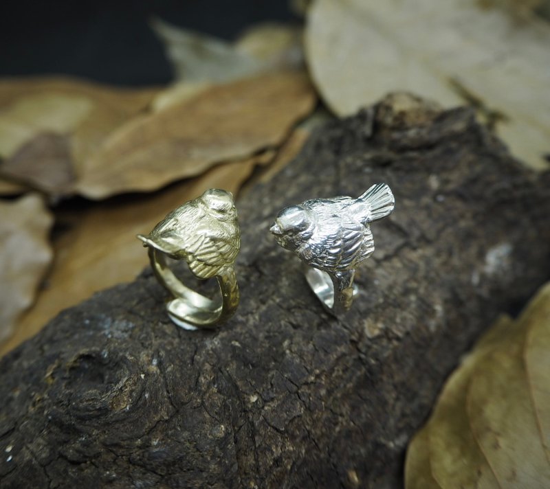 . In tacit understanding. NO.07-3 Little Sparrow Open Ring/ Bronze/925 Silver - แหวนทั่วไป - เงินแท้ สีเงิน