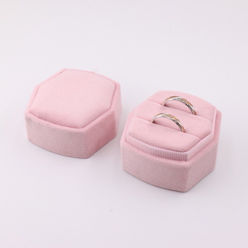 Rounded Hexagon Ring Box Pink Ring Box Wedding Ring Box Ring Box - Storage - Cotton & Hemp Pink