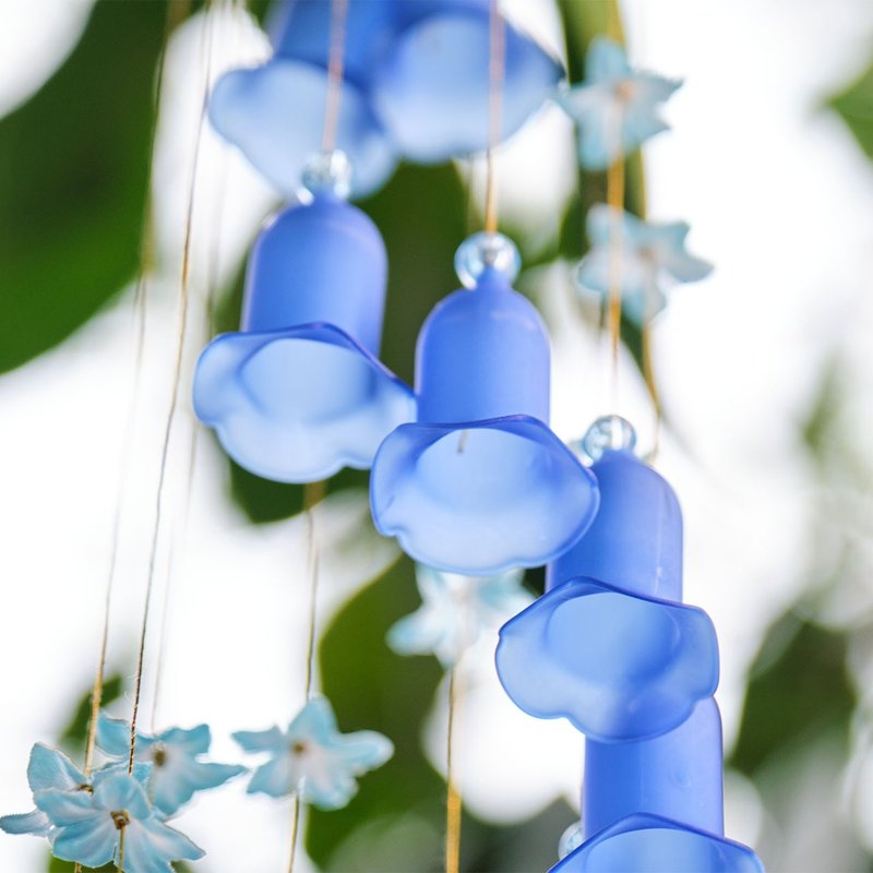 夏藍花鈴 藍色花朵玻璃風鈴-螺旋型 日式風鈴 - 擺飾/家飾品 - 玻璃 藍色