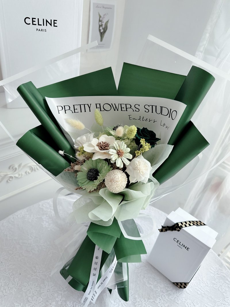 Korean immortal dried bouquet-Bvlgari Green - Dried Flowers & Bouquets - Plants & Flowers Green