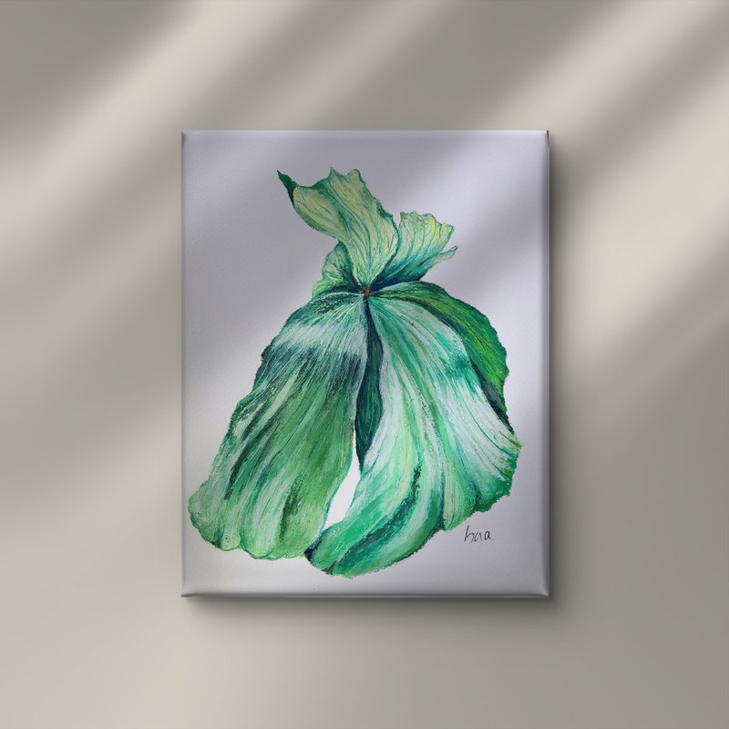 Hand drawn elephant ears. Staghorn fern frameless painting - Items for Display - Other Man-Made Fibers 