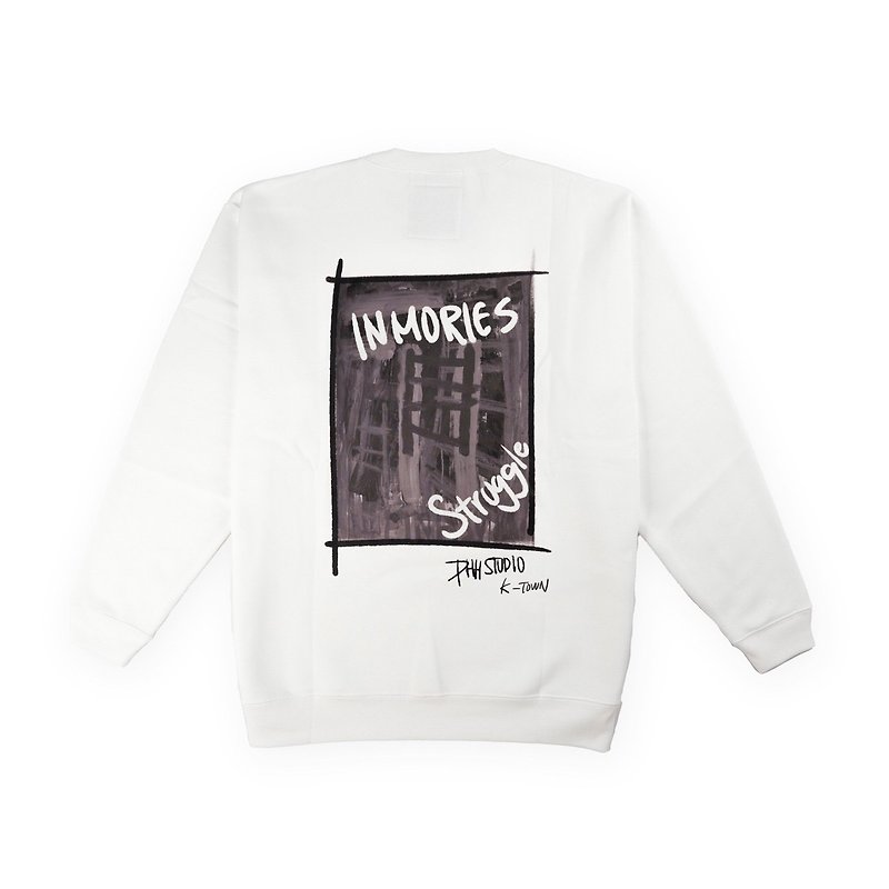 INMORIES x PHH STUTIO Trendy Brushed University T / Sweatshirt SWEATSHIRT - Unisex Hoodies & T-Shirts - Cotton & Hemp White