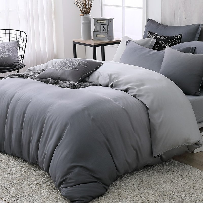 DR5080 Gray and Black Bed Bag Pillowcase/Bed Bag Dual-Purpose Quilt Set 100 Count Tencel Series Lyocell - Bedding - Other Materials 