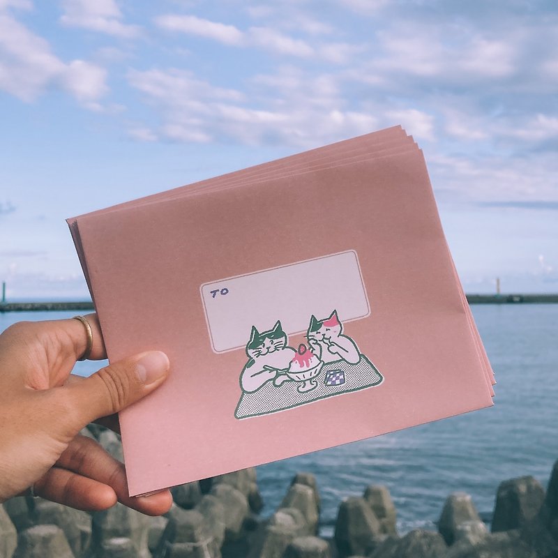 ポストカード ホーム クール キャット 日付封筒バッグ - 封筒・便箋 - 紙 ピンク