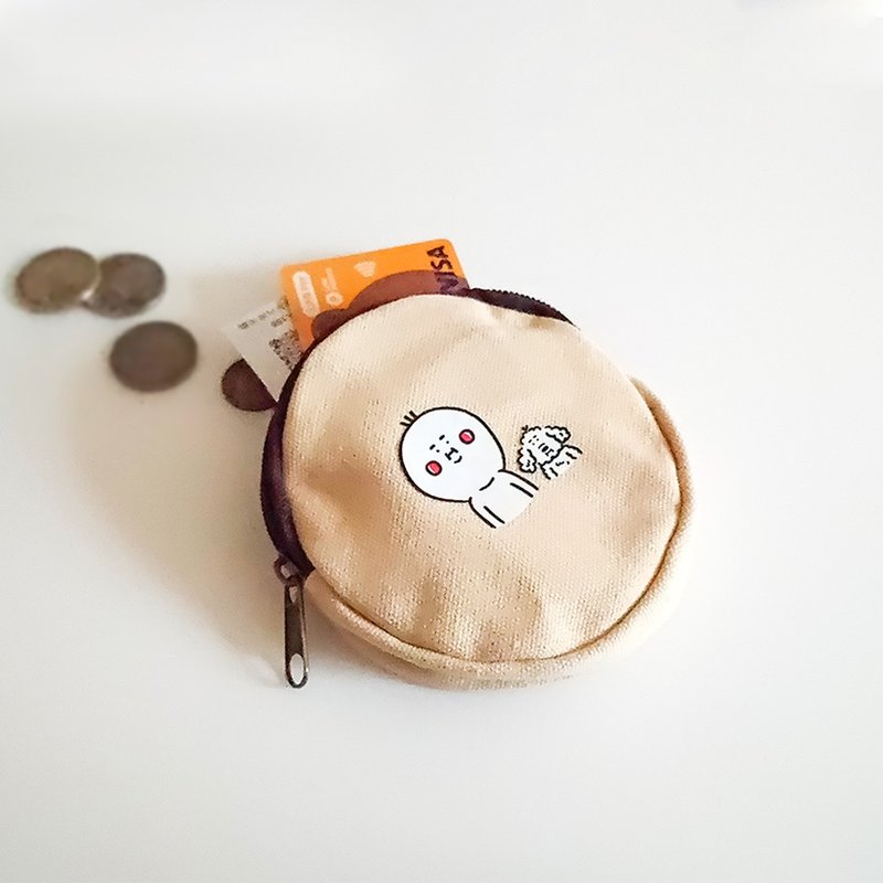 零錢包 | 你看我有雙下巴 -- 奶茶色 - 零錢包/小錢包 - 棉．麻 卡其色