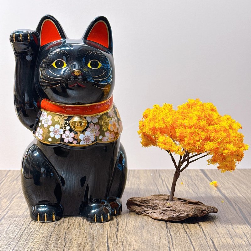 【櫻貓開運】日本藥師櫻花招財貓 大號 黑櫻 - 擺飾/家飾品 - 瓷 黑色