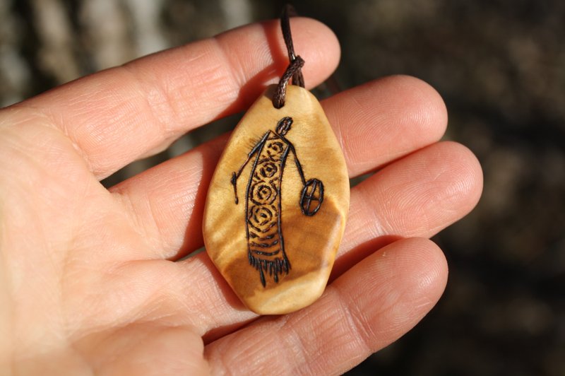 Pendant shaman Spiritual development Spiritual growth Talisman Amulet Pagan - Necklaces - Wood 