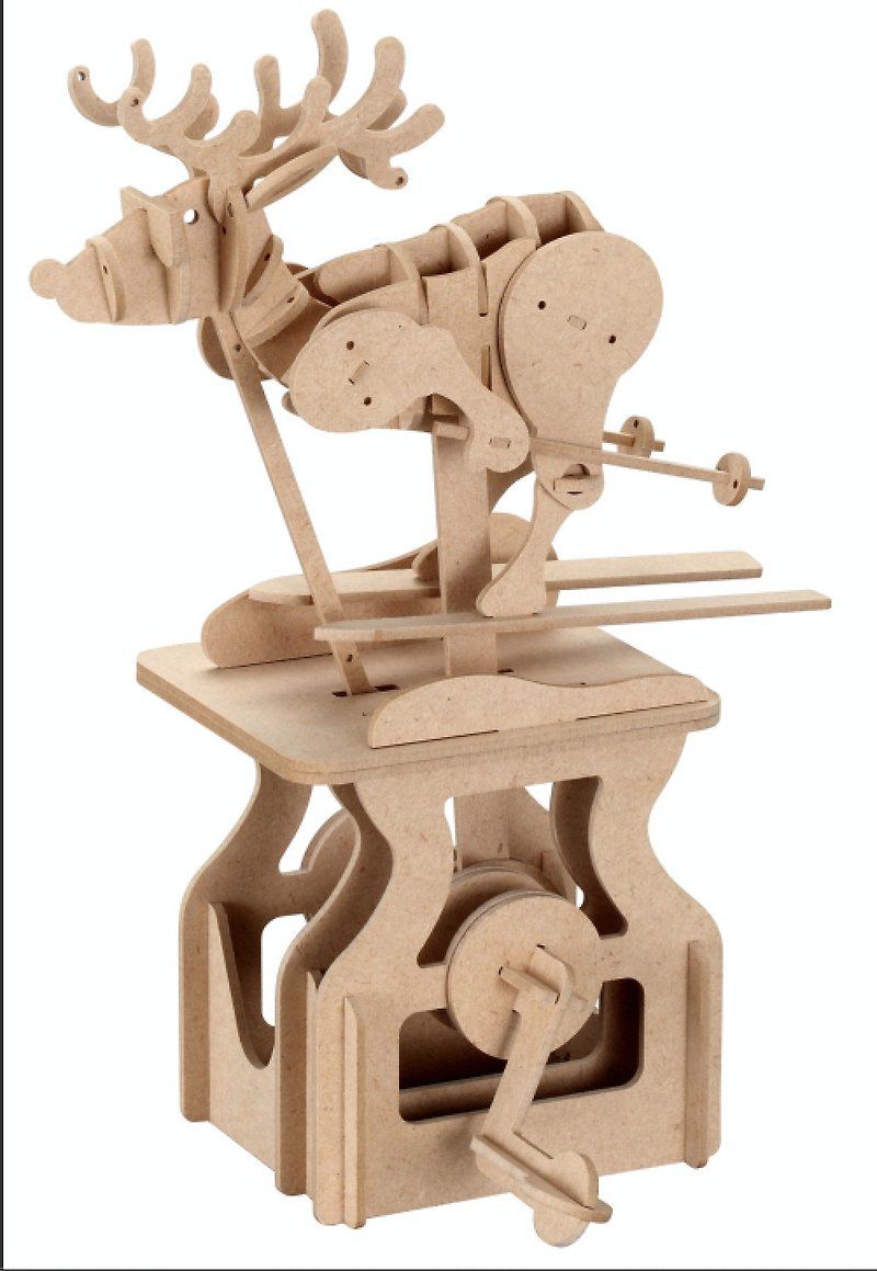Modelshop three-dimensional puzzle [Ski Elk] 3D dynamic DIY wooden model birthday gift Mother's Day gift - เกมปริศนา - ไม้ 