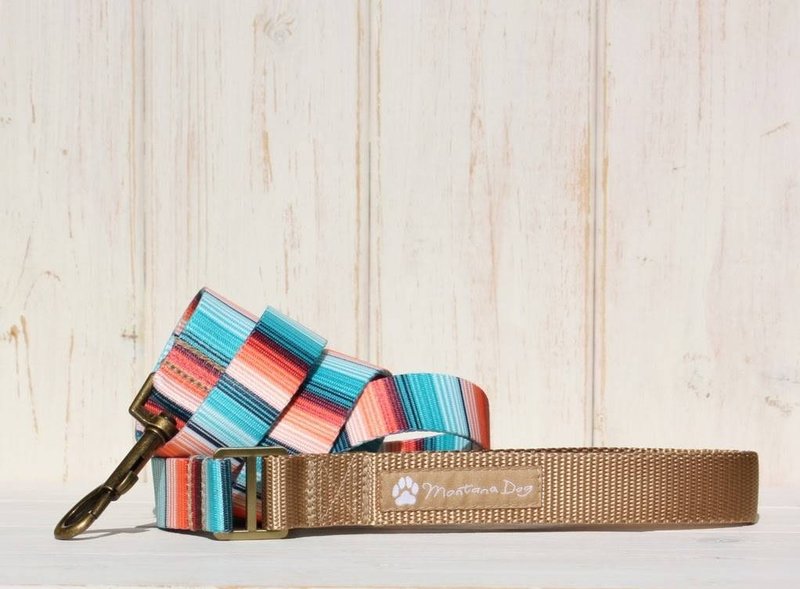 Sedona Striped Dog Leash 120cm long 1.6cm or 2.5cm width - 項圈/牽繩 - 防水材質 多色