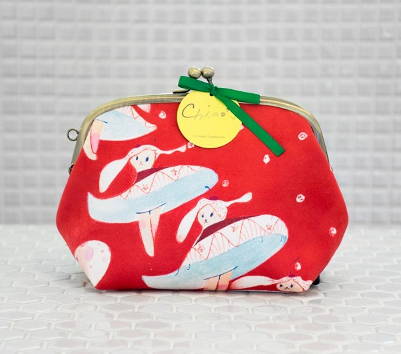 [NEW] rotation rabbit mouth gold cosmetic bag / admission package. Textured major upgrade! ! - Toiletry Bags & Pouches - Other Materials Red