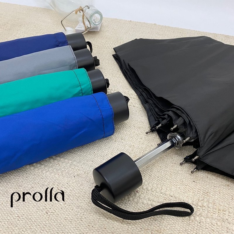 Prolla Men's Hand Open Umbrella Face | Plain Face | Anti-UV Sunscreen and Waterproof | 2-3 Person Umbrellas - ร่ม - วัสดุกันนำ้ สีดำ