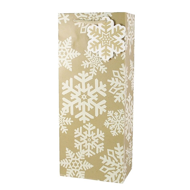 Khaki white snowflake Christmas gift bag [Hallmark - gift bag / paper bag Christmas series] - Gift Wrapping & Boxes - Paper Gold