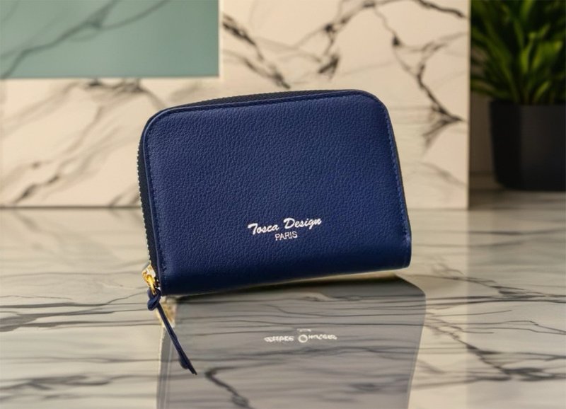 Tosca | Zip Coins Wallet /皮革零錢包 男裝/MENS/散紙包 - 錢包/皮夾/長短夾 - 真皮 藍色