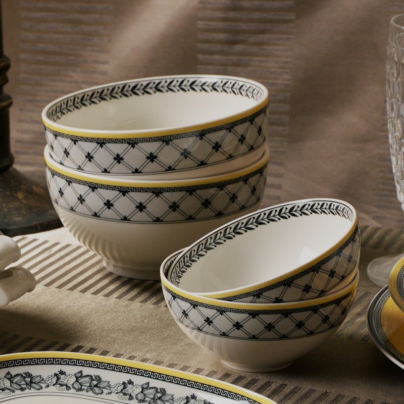 De VB │Auton series combination-rice bowl, soup bowl 2-piece set (2 styles optional) - จานและถาด - เครื่องลายคราม สีเหลือง