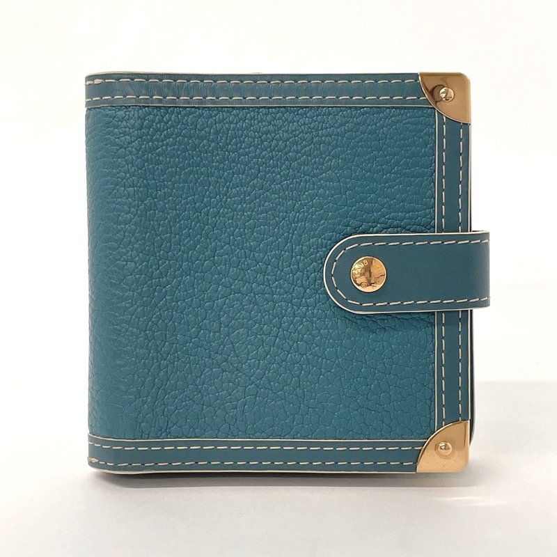 【日本直送 中古美品】ルイヴィトン LOUIS VUITTON 二つ折り財布 M91829 コンパクトジップ スハリ レザー ブルー ホワイト ゴールド金具 - 錢包/皮夾/長短夾 - 真皮 藍色