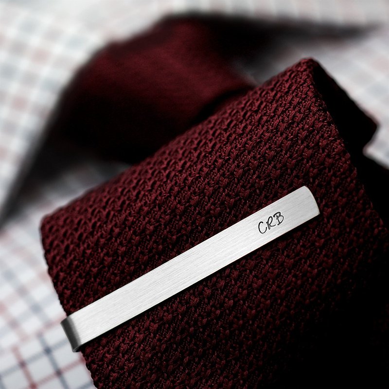 Personalized Tie Clip, Wedding Tie Clip engraved, Groom tie clip silver 925 - เนคไท/ที่หนีบเนคไท - เงินแท้ สีเงิน