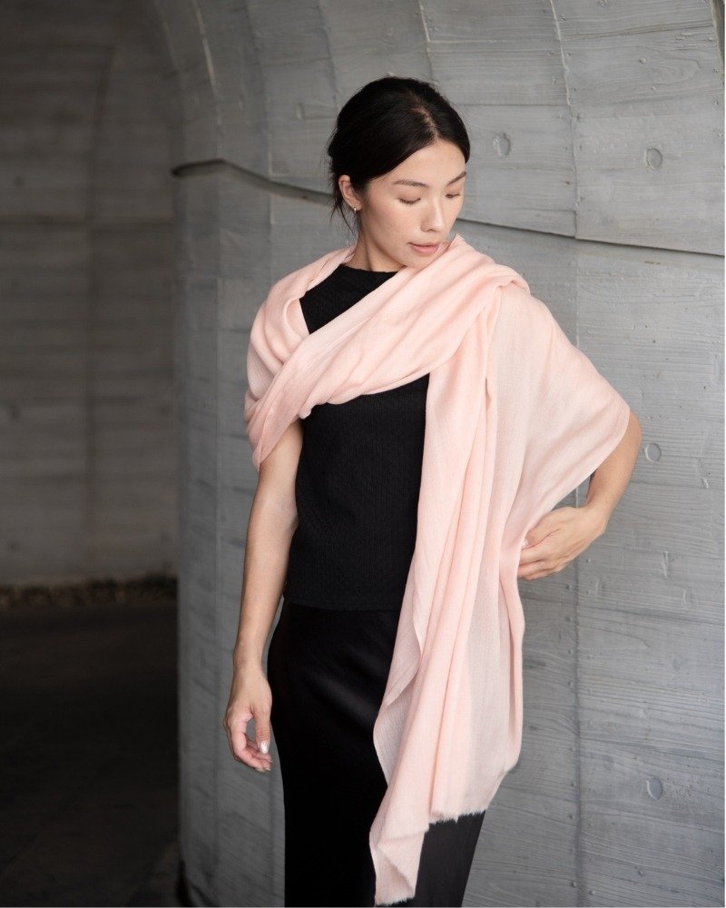 【保暖道具】喀什米爾 Cashmere 羊毛圍巾 - 粉 - 圍巾/披肩 - 羊毛 灰色