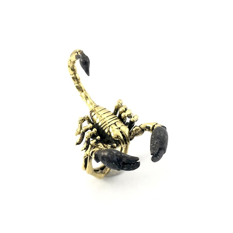 Zodiac Scorpio ring is for Scorpio in Brass and oxidized antique color ,Rocker jewelry ,Skull jewelry,Biker jewelry - 戒指 - 其他金屬 