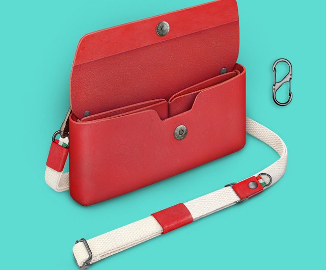 COZI-100% ベジタブルタンニンレザー 横型多機能スマホ斜め掛けポーチ