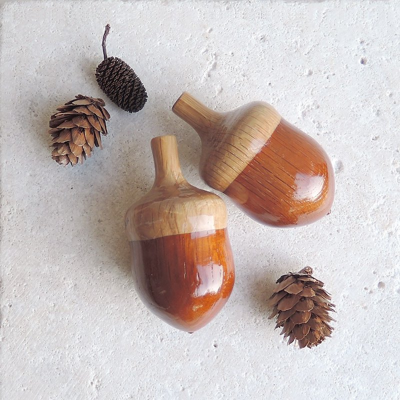 Worm‐eaten acorn made of oak - Items for Display - Wood Brown