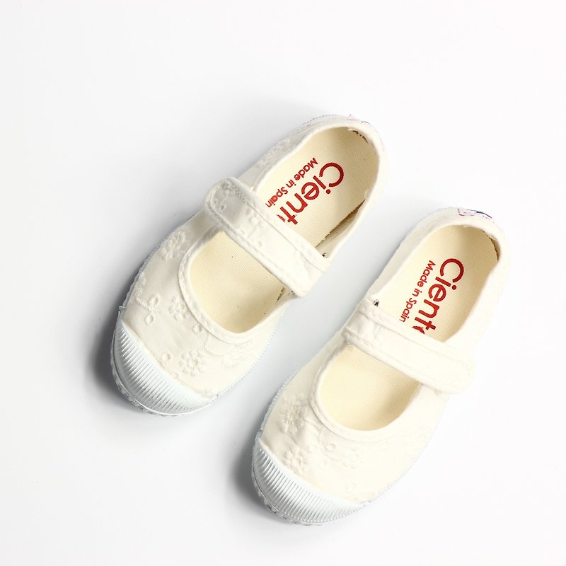 Spanish national canvas shoes CIENTA children's shoes size flower cloth white fragrant shoes 76998 05 - Kids' Shoes - Cotton & Hemp White